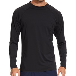 Arcweg Rashguard Men Long Sleeves Diving UV Protection UPF 50+ Elastic Rash Vest Loose Fit Top Swimming Quick Drying Surfing Pool T-Shirt Sports Top Rash Black XL(UK)