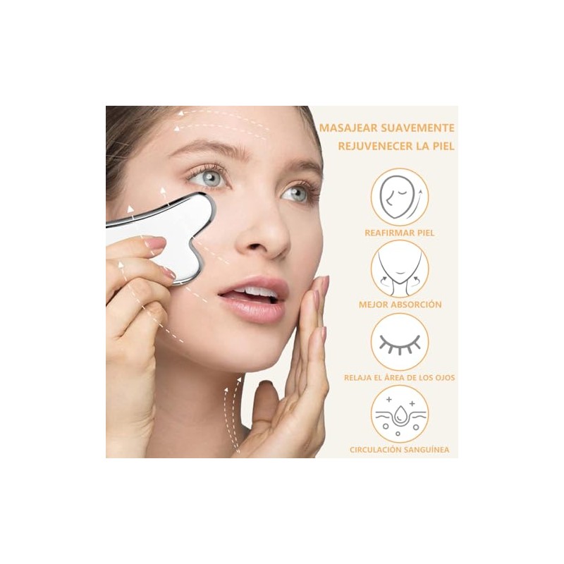 Herramienta de Gua Sha Facial de Acero Inoxidable, Herramienta Guasha