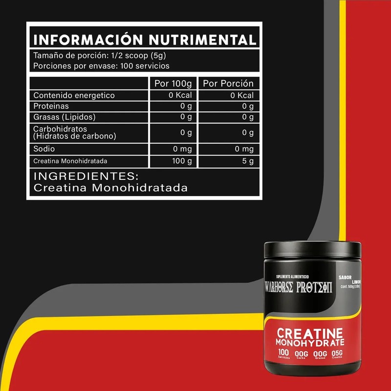 Creatina Monohidratada Warhorse 500 Gramos En Polvo Varios