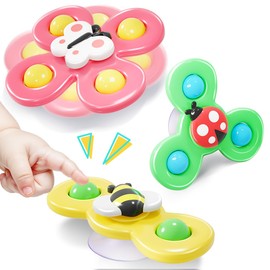 NARRIO Airplane Travel Toys for Toddlers 1-3: Suction Cup Spinner Toys for 1 Year Old Boy Girl Birthday Gift - Sensory Spinning Baby Bath Toys 6-12-18 Months