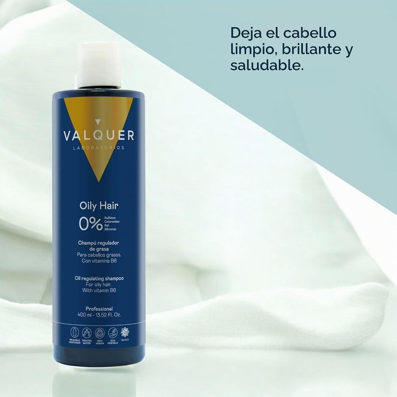 VALQUER Shampoo Antigrasa Seborregulador Zero para Cabello Graso 1 Lt