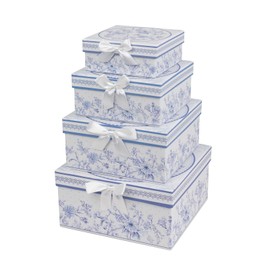 Balsa Circle 4 Blue Nesting Gift Boxes with Lids Wedding Party Decorations Supplies
