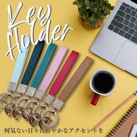 HYmish Keychain, For Cars, Stylish, Cute, Leather, Car, Smart Key, Elegant, Sparkle, 7.1 inches (18 cm), Pink