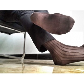 Male Dress Tube Formal Wear Sheer Suit Men Transparent Stripe Business Socks