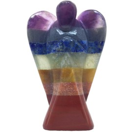 Nelson Creations, LLC Hand-Carved 2 Inch Chakra Bonded Guardian Angel Natural Gemstone Healing Figurine