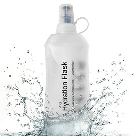 FR Soft Flask, Collapsible Soft Water Bottle, Running Water Bottle for Hydration Packs - Running & Hiking Folding Water Bottle （White,250ml）