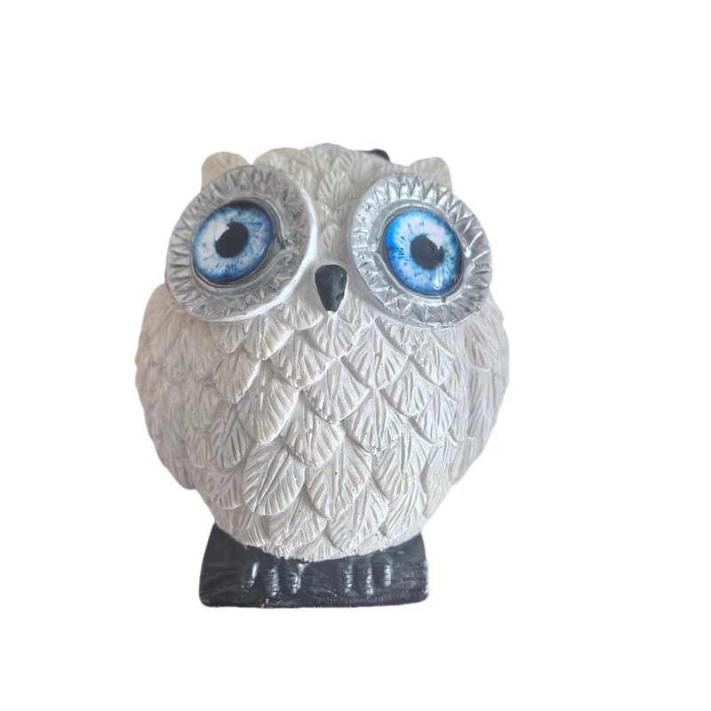 YZYOE Solar Powered White Blue Eyed owl Lights, Garden Decorative