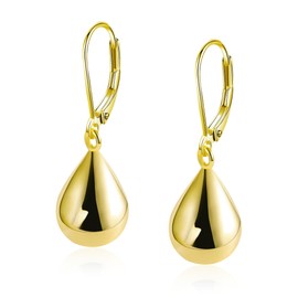 Aishgjia Teardrop Leverback Earrings for Women Waterdrop Tear Drop Dangle Earrings (Gold)