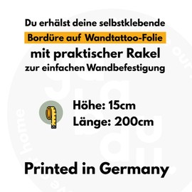 Yabaduu Y034 Border 15 x 200 cm for Children's Room, Baby Room Decoration in Skandi Look Scandi Sticker Wall Sticker for Children Girls Boys (Powder Pink)