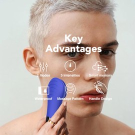NågraCoola Cepillo de limpieza facial sónico, cepillo de limpieza facial impermeable para hombres y mujeres, cepillos de cara recargables para limpieza y exfoliación, cepillo limpiador facial eléctrico, color azul