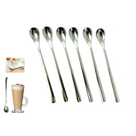 RANASONS Stainless Steel Long Handle Latte Coffee Tee Desert Spoon Pack of 6