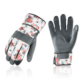 Vgo... Garening Gloves Women in Goat Leather, Work Gloves Gauntlet Thorn Proof for Yard Garden Agriculture, 1 pair