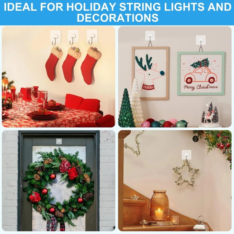 JINSHUNFA Large Adhesive Hooks for Hanging Heavy Duty Wall Hooks