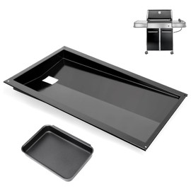 QuliMetal Grease Tray with Catch Pan for Weber Genesis 300 Series Gas Grills with Side Control Knob (2007-2010), Genesis E310, Genesis E320 Drip Pans Replace Weber #67767/67758 Genesis Grease Tray