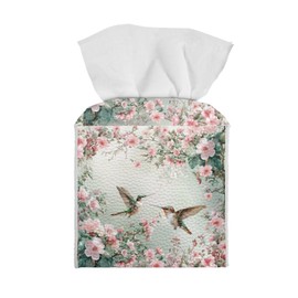 ZUXONGSY Hummingbird Tissue Tissue Box Cover Floral Tissue Holder for Bathroom Leather Decor Tissue Box Holder Tissue Case Bottom Belt Office Countertop