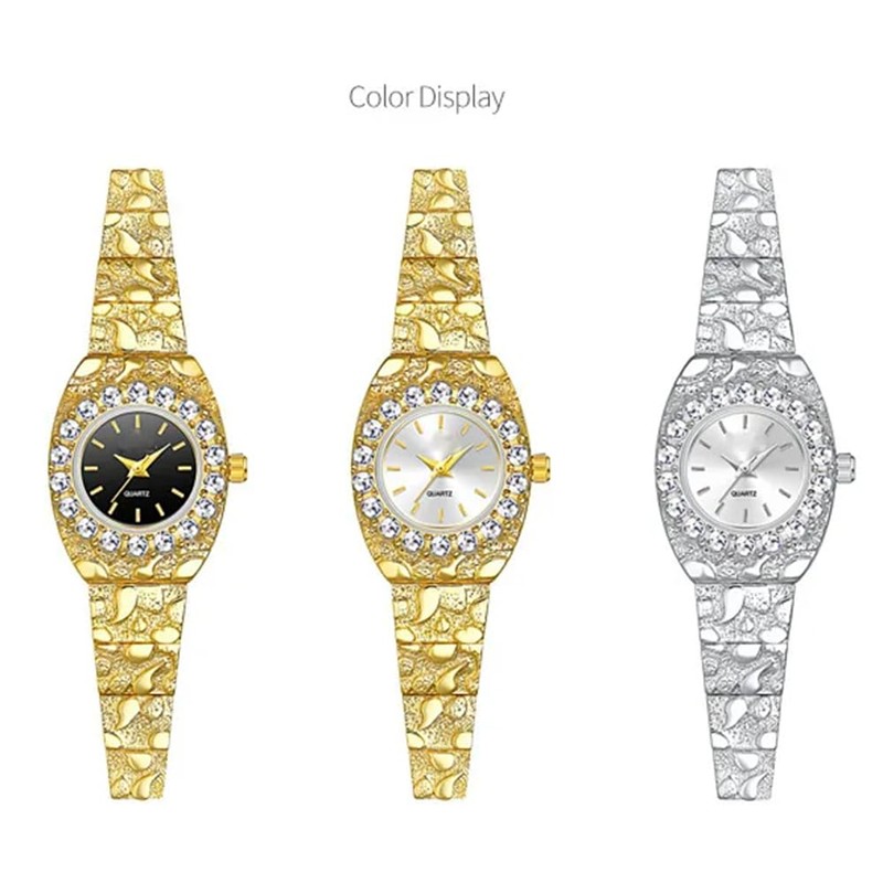 BESTKANG Luxury Gold Watch for Women, Crystal Diamond Dress Wristwatch