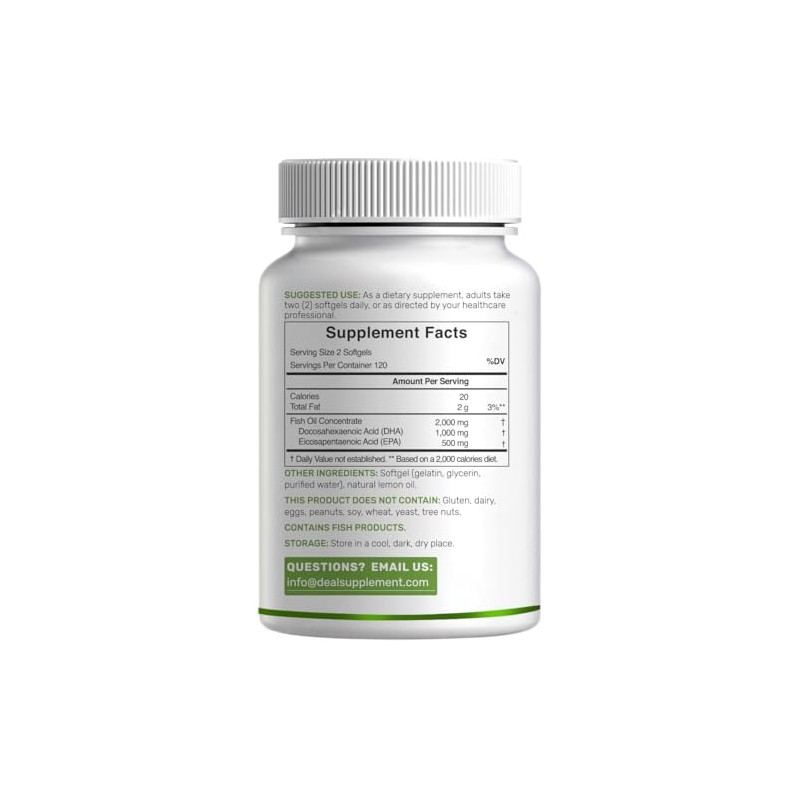 DHA Suplementos - DHA 500 mg, EPA 250 mg, 200
