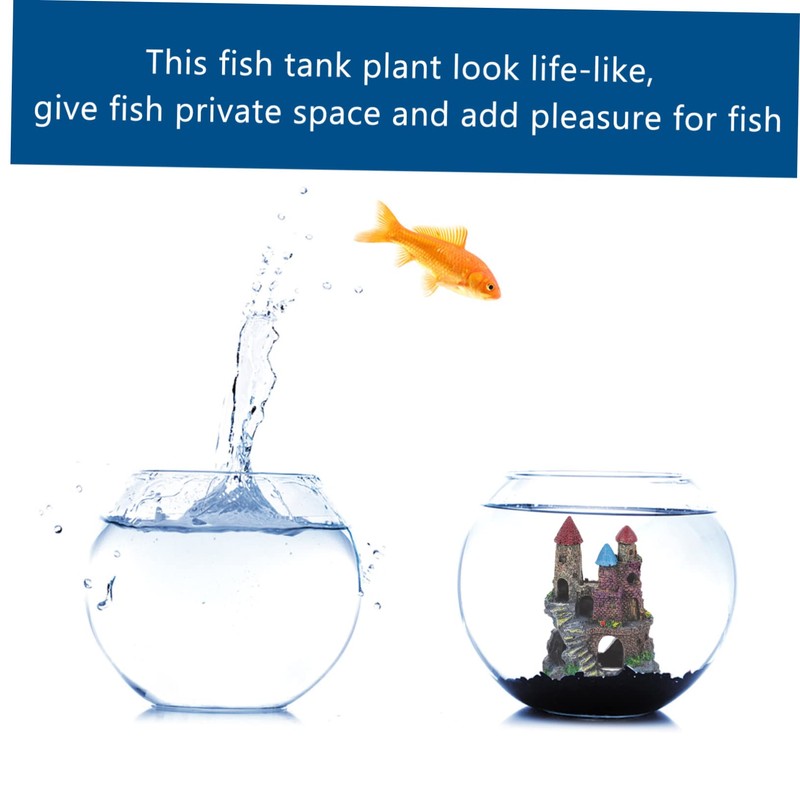 Sosoport 2pcs Aquarium Castle Ornament Fish Tank Background Resin Craft
