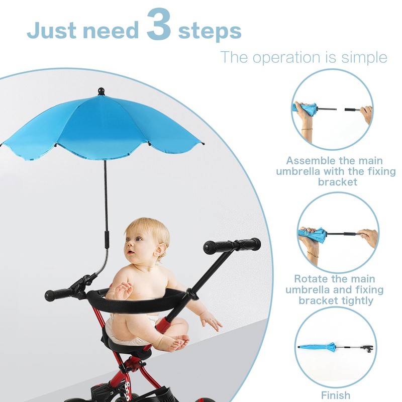Darcappria Universal Baby Stroller Sun Protection Parasol, with Umbrella Clip
