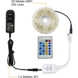 ER CHEN Dimmable LED String Lights,66Ft 200 LEDs Silver Wire Starry String Lights with Remote Control and Adapter for Seasonal Decorative Christmas Holiday, Wedding, Parties(Green)