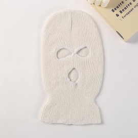 ARROMI Pack of 2 Balaclava White Balaclava, 3-Hole Ski Face Mask, Knitted Balaclava, Multifunctional Mask, Ski Helmet Mask, for Cycling, Skiing, Winter, Outdoor Sports, White