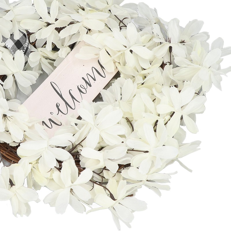 Imitation White Dogwood Wreath Simulation Vibrant Wreath Decoration for Home