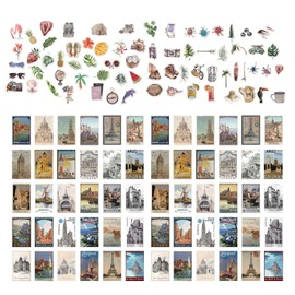 NYGGTYK 70 summer travel stickers and 60 material paper, retro stickers, waterproof stickers that can decorate computers, mobile phones, water cups, guitars