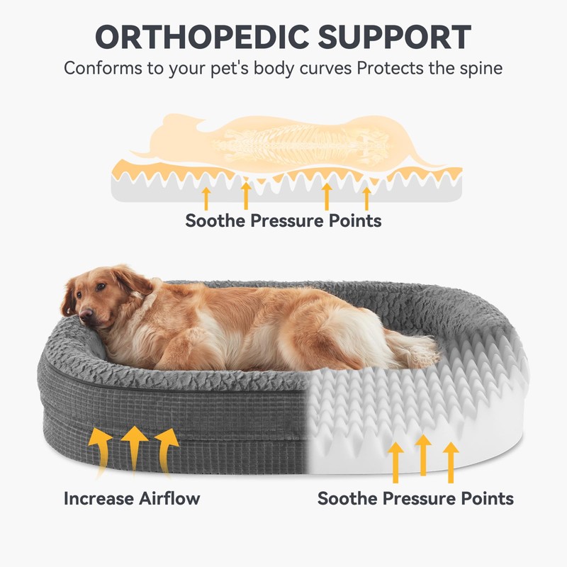 JOEJOY Orthopedic Dog Beds Large Sized Dog, XL Egg-Crate Memory