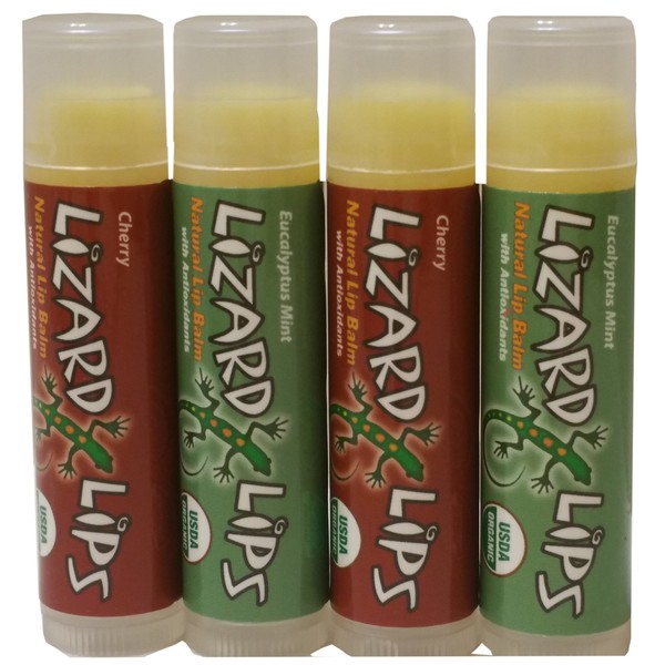 Lizard Lips USDA Certified Organic - Christmas Mint/Cherry 4 Pack