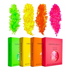 Karizma Set 4 Purpurinas Glitter Para Cara Y Corporal Neon Rosa