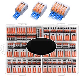 Lever Wire Connectors,HTCELLE 100-Piece Electrical Connectors Splice Kit Assortmentor Quick Connects, 2 3 5 Port Push in Compact Splicing Butt Terminals for Wiring 28-14 AWG