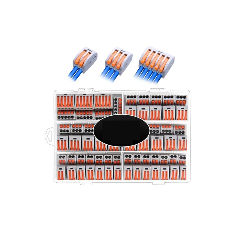 Lever Wire Connectors,HTCELLE 100-Piece Electrical Connectors Splice Kit Assortmentor Quick