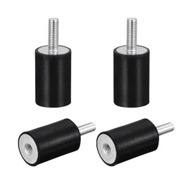 sourcing map Rubber Mounts 4pcs M6 Male/Female Vibration Isolator Shock Absorber, for Garage Motor Air Compressor Car Boat Bobbins, D20mmxH30mm