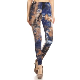 Leggings Depot High Waisted Tie Dye & Fabric Print Leggings for Women-Full Length-Q537, Earth Goddess, One Size