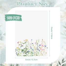 MotiMind 150 Pack Wildflower Vellum Paper for 5x7 Invitations Save The Date Cards Wedding Invitations Wraps Vellum Translucent Paper Wedding Photo Cover for DIY Printing Drawing Printable Invitations