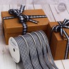 Ribbli Navy and White Gingham Ribbon,100% Polyester Woven Edge,3/8 Inch