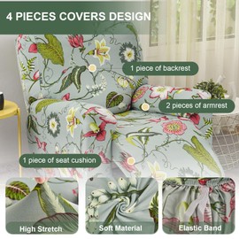 HAOYONG Recliner Chair Covers Stretch Recliner Slipcovers Washable Lazyboy Recliner Cover 4 Pieces Covers for Recliners 1 Seat Recliner Couch Covers Furniture Protector Prevent Stain and Pets Hair