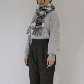 Toei Stole, Muffler, Wool Scarf, Blue Type, 74.8 x 9.8 inches (190 x 25 cm)