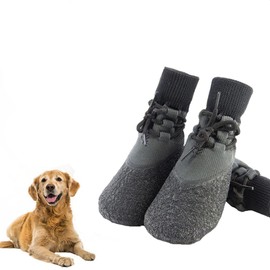 VIZAUZIE Dog Shoes, Paw Protection, Rain Protection, Dog Boots, Waterproof for Pets, Small, Medium and Large Dogs, 4 Pieces, Grey, M