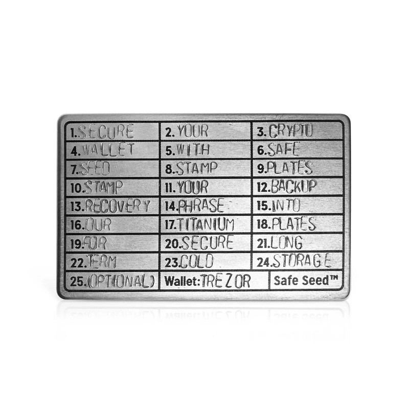 Safe Seed Titanium Wallet Stamp Plate Crypto Phrase Backup Trezor