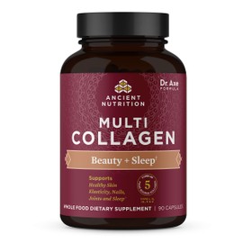 Ancient Nutrition Collagen Pills for Hair, Skin and Nails, Beauty + Sleep 90 Ct, Collagen Supplement + Magnesium, Supports Skin and Nails, Sleep, Paleo and Keto Friendly, Gluten Free