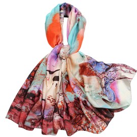 FAIRYGATE Large Silk Scarves Women's Scarf Elegant Silk Scarf Hair Large Long Neckerchief Silk Scarf Gift for Women, D82025