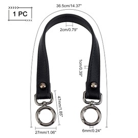 CHGCRAFT Leather Case Handles Purse Leather Purse Handles Short Strap for Handbag DIY Belt Change Handbag 14.37 Inches Black