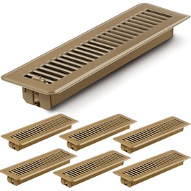 Gmurnai 4x10 Floor Vents Heavy Duty Floor Registers, Floor Air Vent Covers 4 X 10 for Home Floor Wall Ceiling, Rust Proof Finish Registers Grilles & Vents (6, Black, 4x10 Inches)