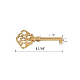 Solid Brass Skeleton Key for Grandfather Clock Doors, Cabinet Doors, Dresser Drawers, Desk - Antique, Vintage, Old Furniture | UA-55SK (1)