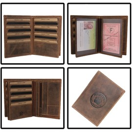 Frédéric Johns - Large Leather Wallet - Extra 24 Card Slots - Wallet - Genuine Leather - ID Case - (Brown 3), Brown 3, Elegant