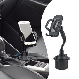 Kewucn Cup Holder Phone Mount for Car, Adjustable Gooseneck Height 360 Rotatable Cell Phone Cradle Mount, with Extendable Cup Base Holder, Universal Mobile Mount Fit for All Phones