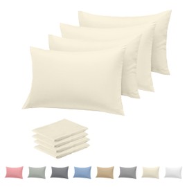 Rohi Microfibre Cream Pillowcases 4 Pack – Ultra Soft & Smooth Pillow Covers with Envelope Closure – Fade Resistant & Breathable Pillow Cases – Standard Size (50x75 cm)