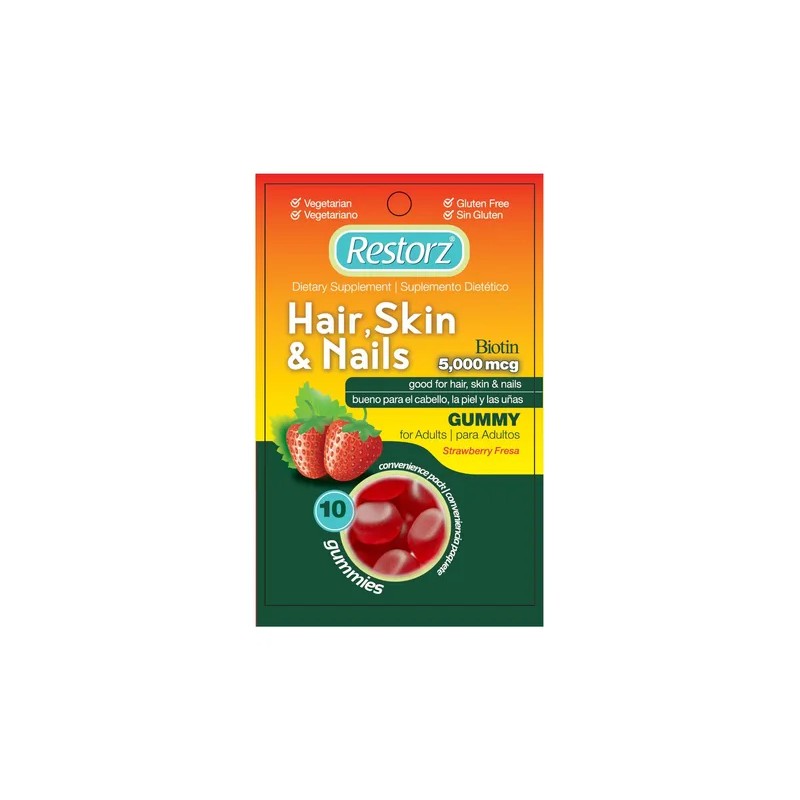 Restorz Gomitas Biotina 5000mcg Sabor Fresa 12 Pack