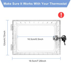 GAESHOW Thermostat Lock Box With Key, Thermostat Cover with Lock, Thermostats Guard Box Acrylic Thermostats Protector for Restaurants, Wall Ac Panel, School, 6.5 X 4.72 In